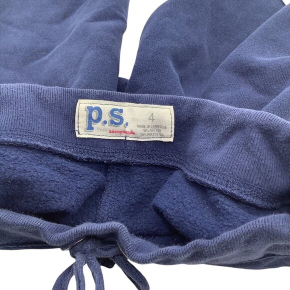 P.S From Aeropostale Girls Navy Sweats Shorts Cotton Blue Drawstring Size 4 - Picture 4 of 7